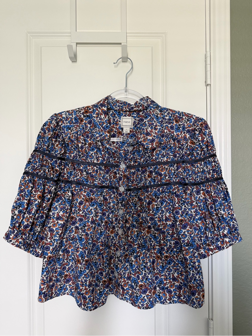 Anthropologie THE LEANDRA SHIRRED YOKE BLOUSE BY MAEVE, M - Picture 4 of 5